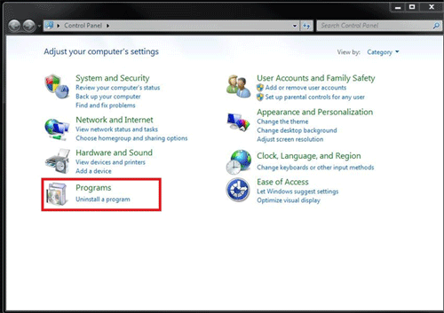 Windows 7 Control Panel, Programs